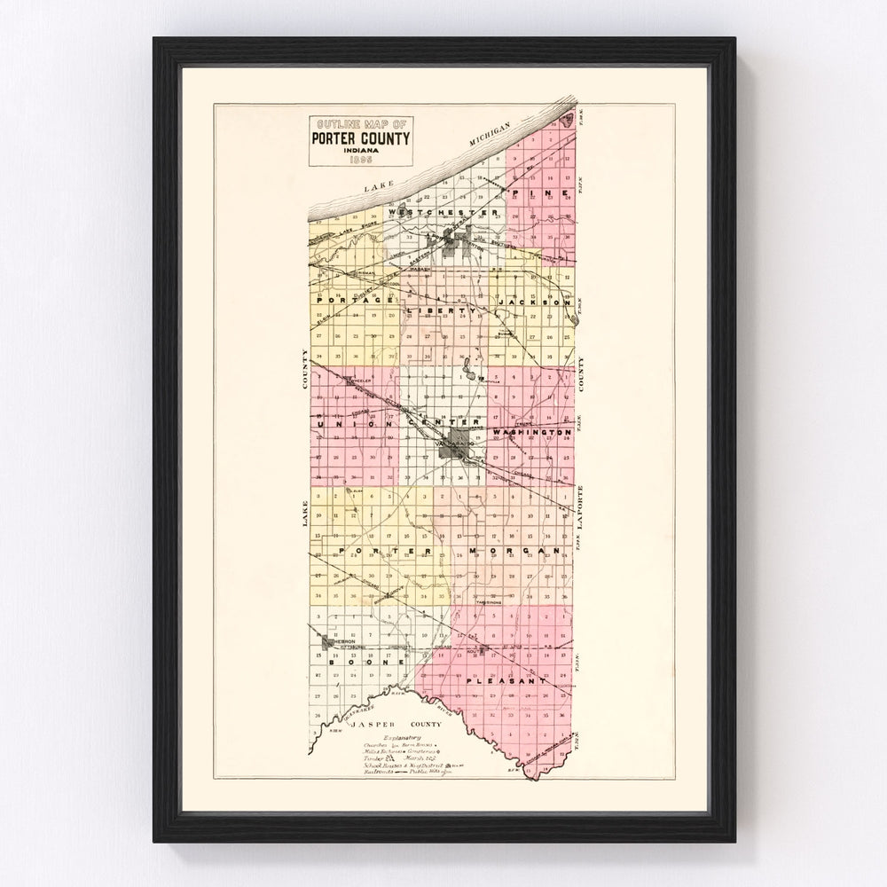 Porter County Vintage Map 1895