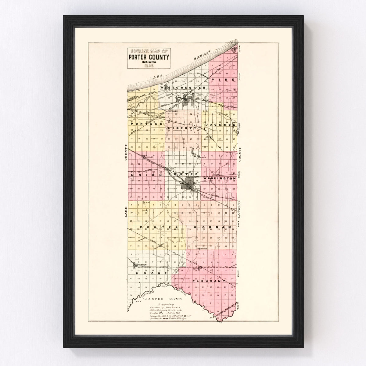 Porter County Vintage Map 1895