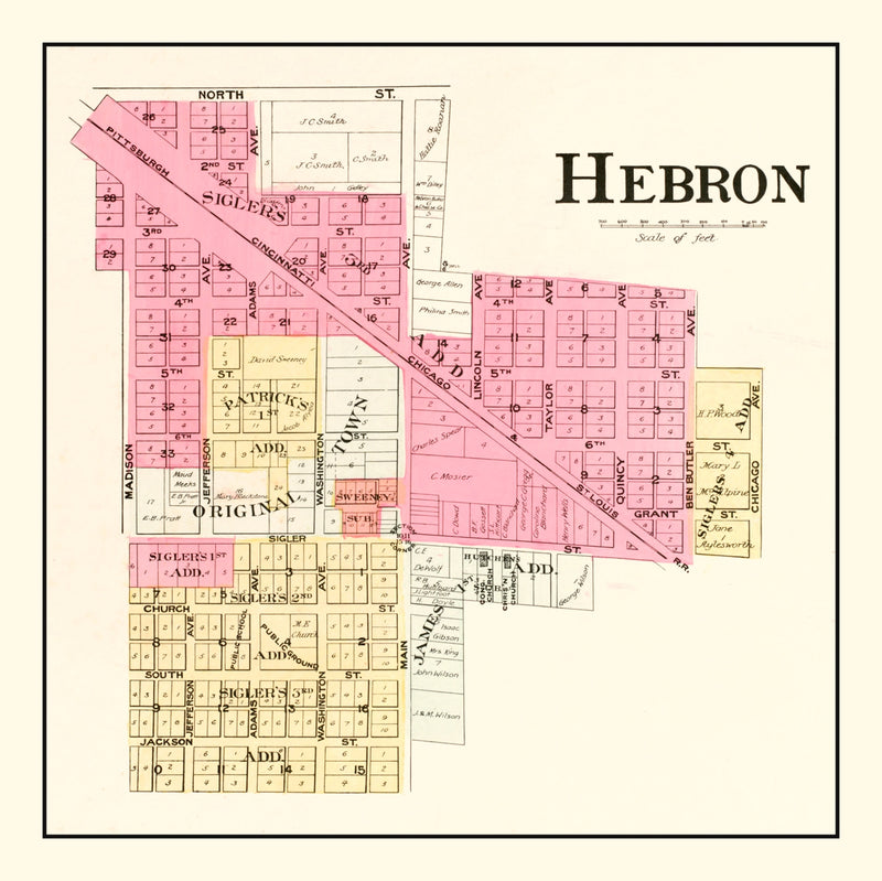 Size comparison using Vintage Map of Hebron, Indiana 1895