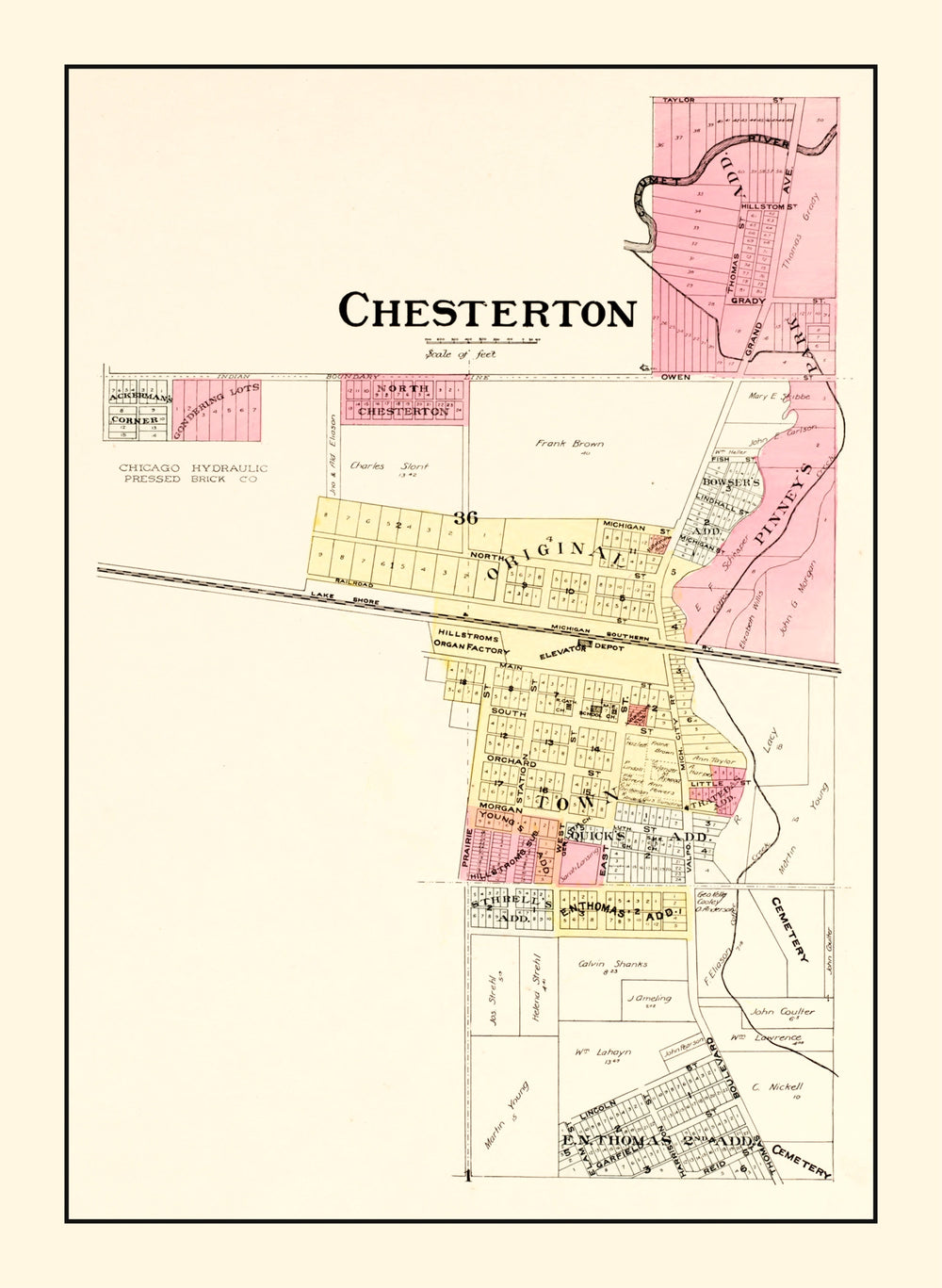 Vintage Map of Chesterton, Indiana 1895 print style example
