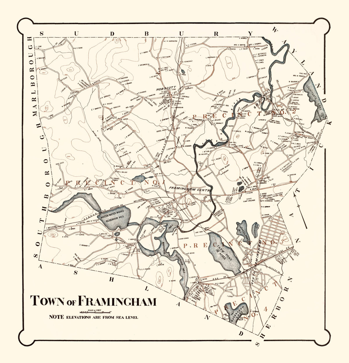 Preview of Vintage Map of Framingham, Massachusetts 1895