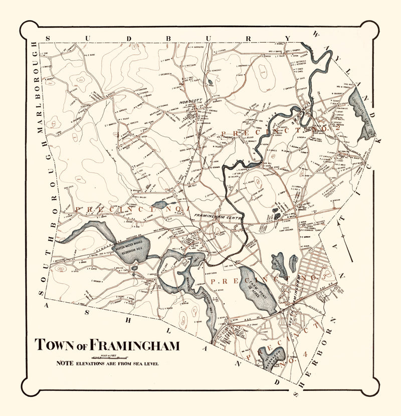 Size comparison using Vintage Map of Framingham, Massachusetts 1895