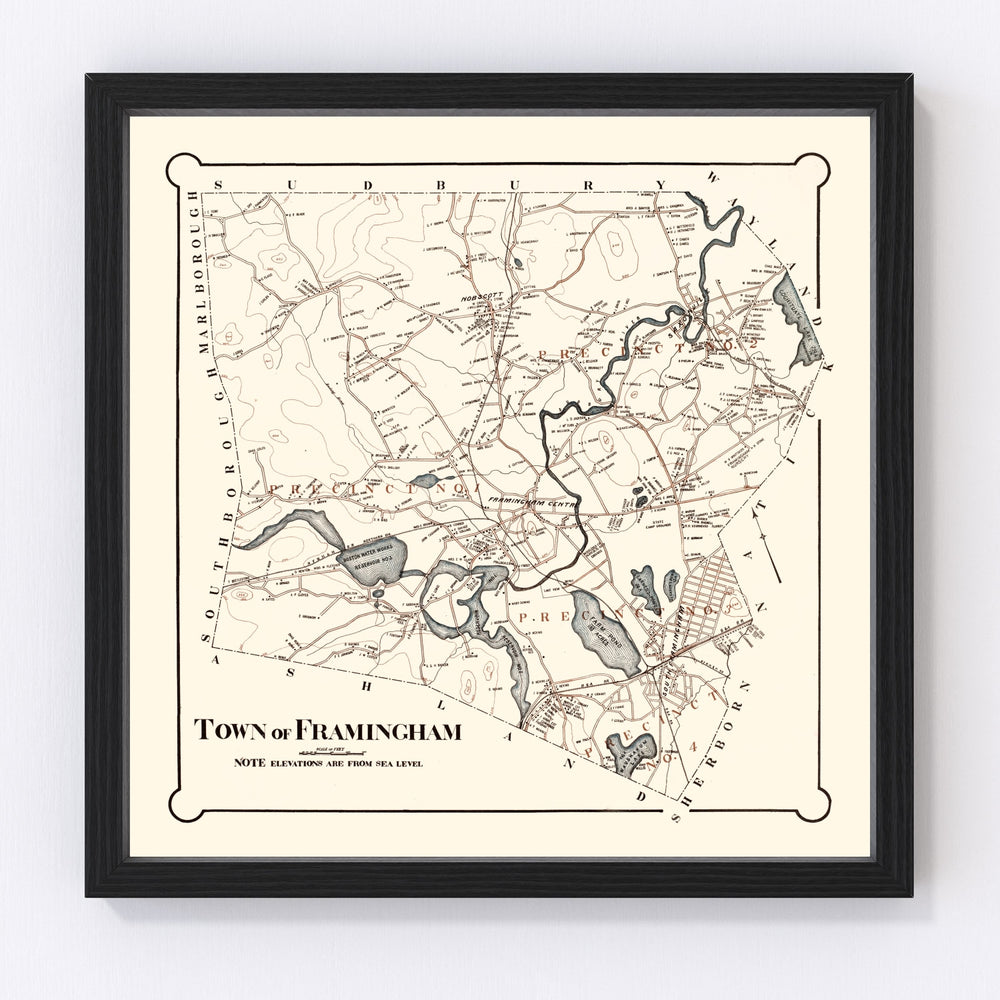 Framingham Vintage Map 1895