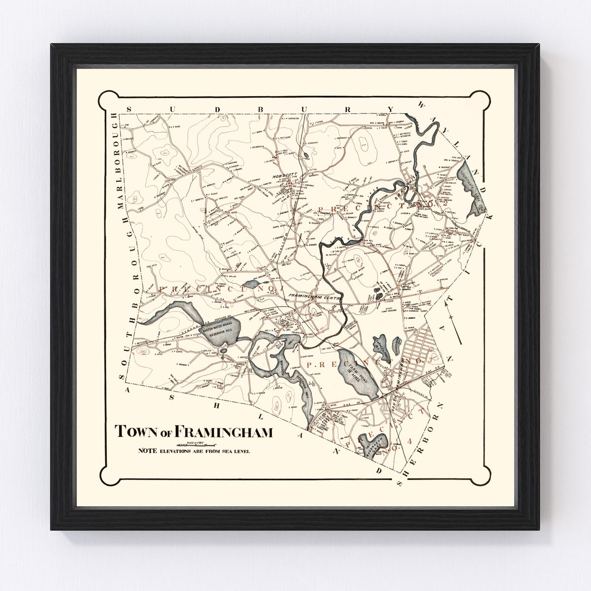 Framingham Vintage Map 1895