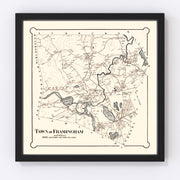 Framingham Vintage Map 1895