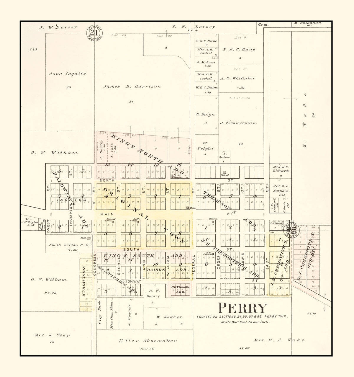 Preview of Vintage Map of Perry, Illinois 1895