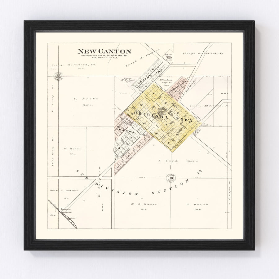 New Canton Vintage Map 1895