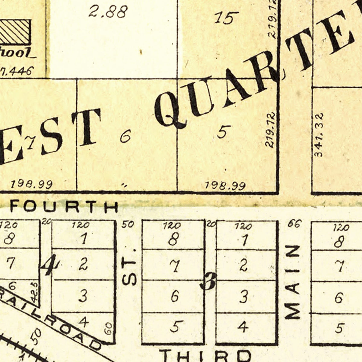 Restored historic details from the 1895 city map of Baylis, Illinois