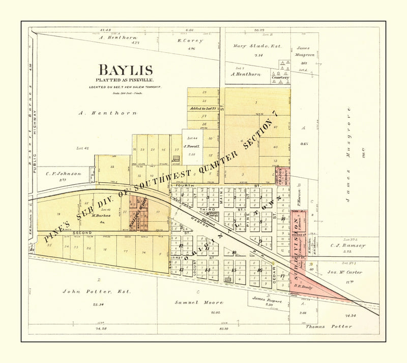 Size comparison using Vintage Map of Baylis, Illinois 1895