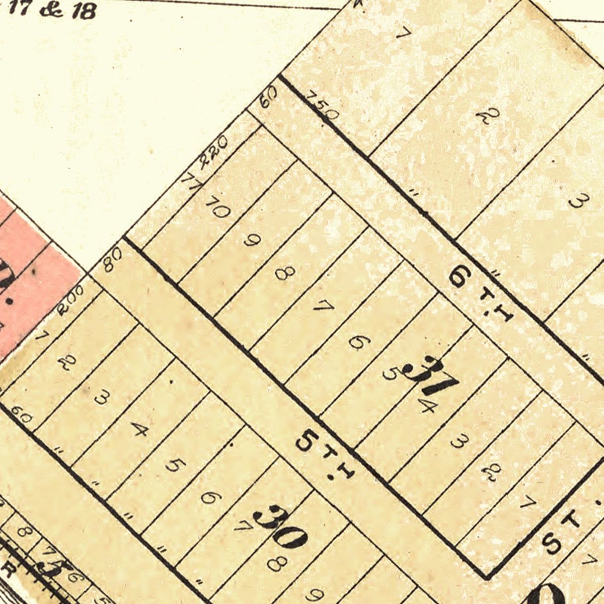 Restored historic details from the 1895 city map of Rockport, Illinois