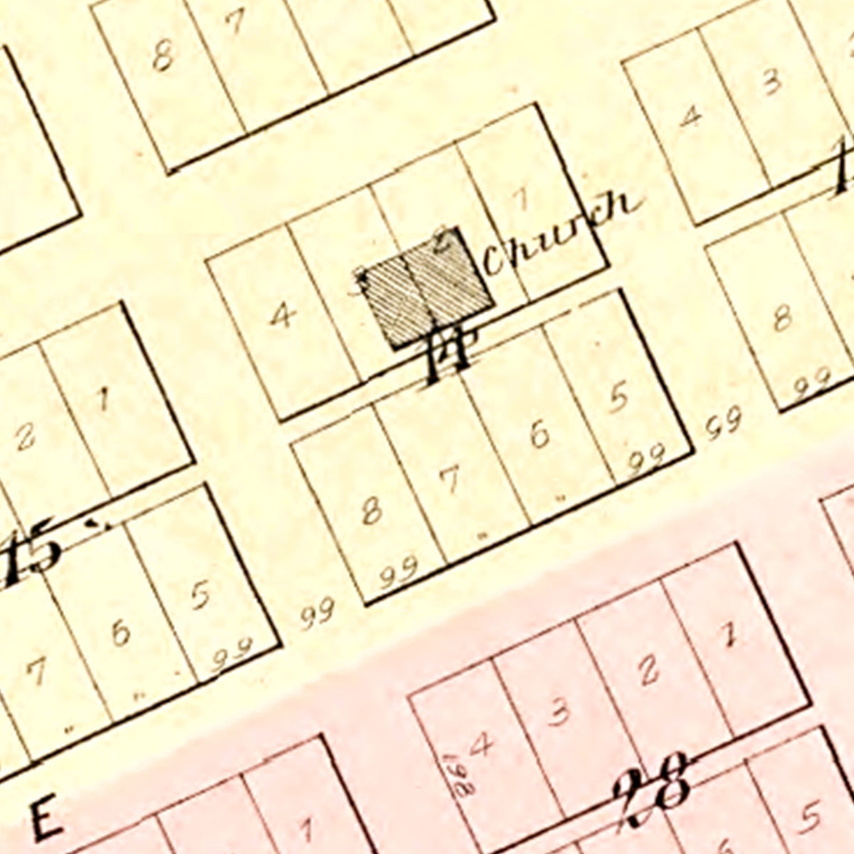 Restored historic details from the 1895 city map of Dexter, Michigan