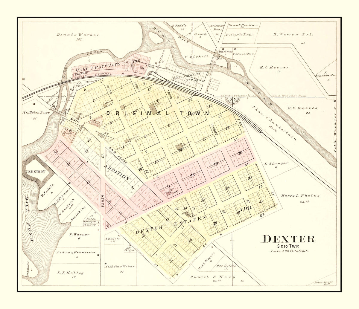 Preview of Vintage Map of Dexter, Michigan 1895