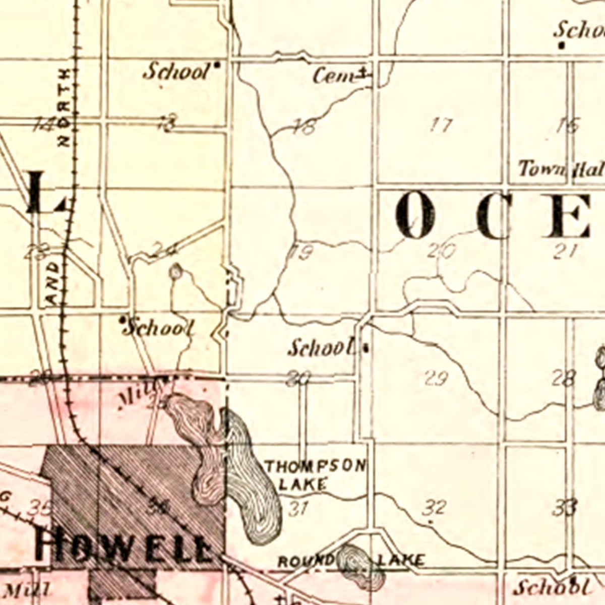 Restored historic details from the 1895 county map of Livingston County, Michigan