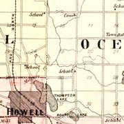 Vintage Map of Livingston County, Michigan 1895