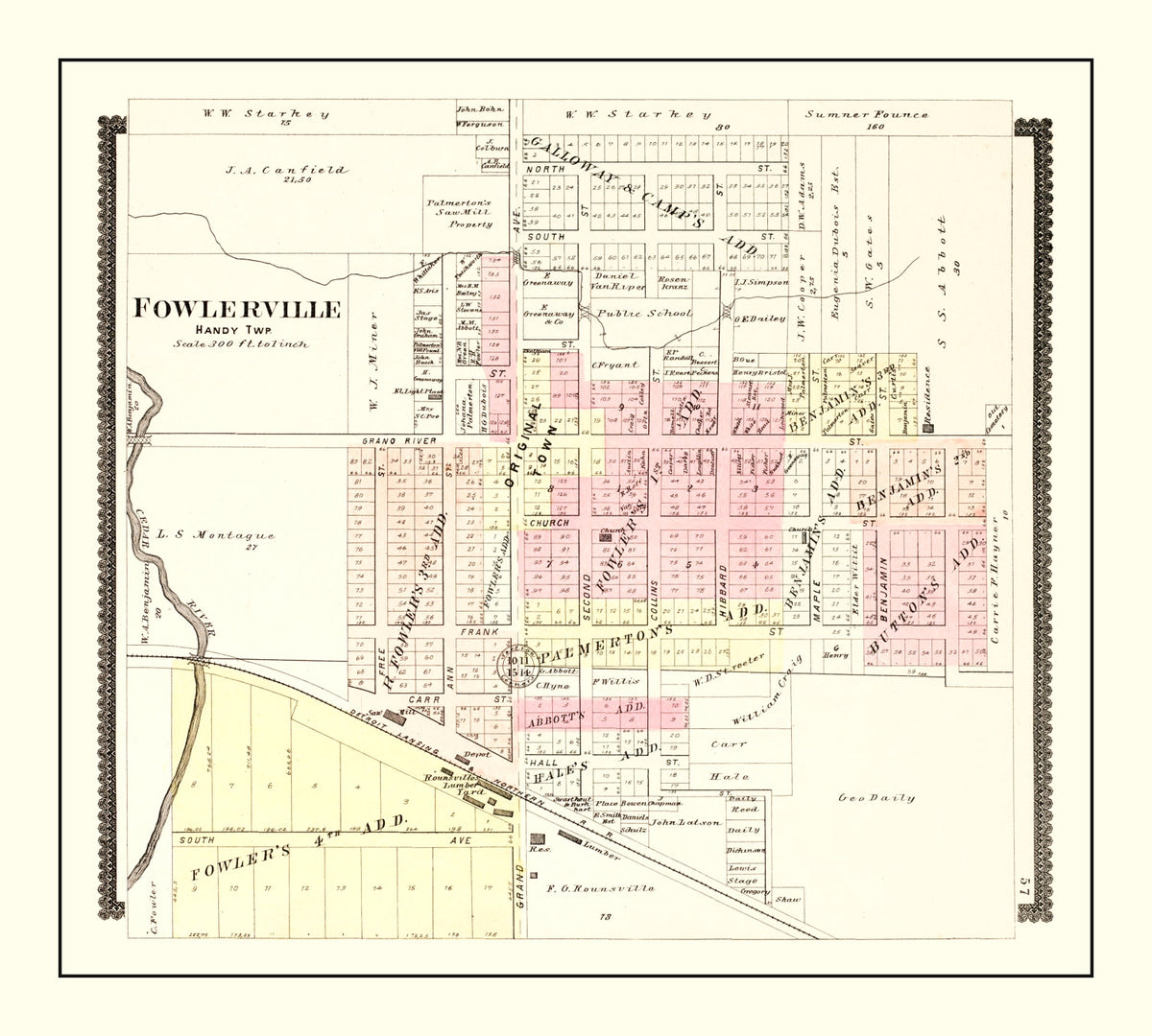 Preview of Vintage Map of Fowlerville, Michigan 1895