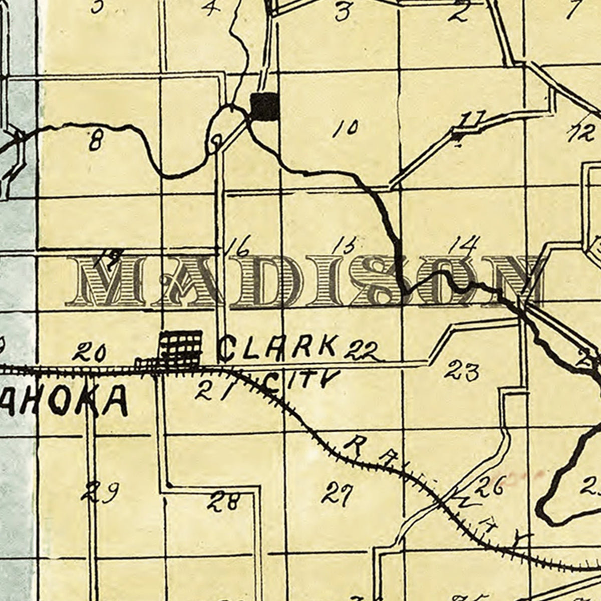 Restored historic details from the 1896 county map of Clark County, Missouri