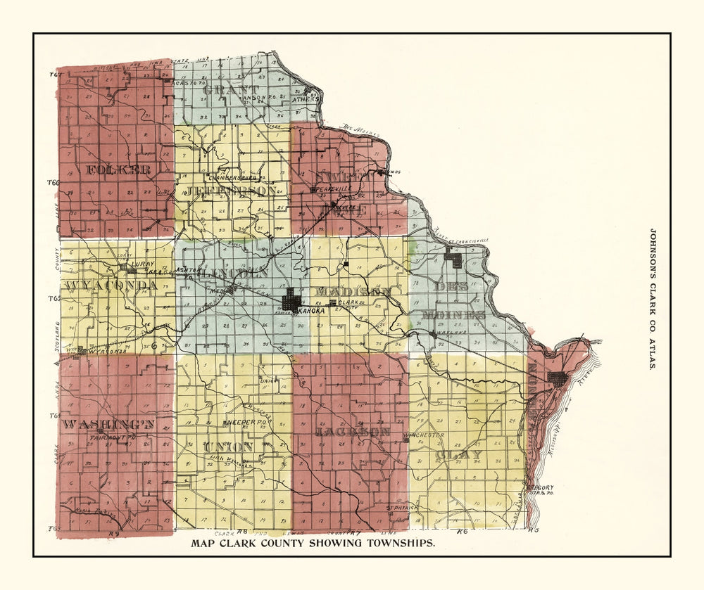 Vintage Map of Clark County, Missouri 1896 print style example