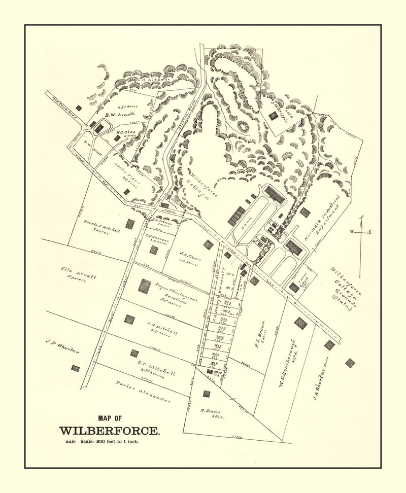 Size comparison using Vintage Map of Wilberforce, Ohio 1896