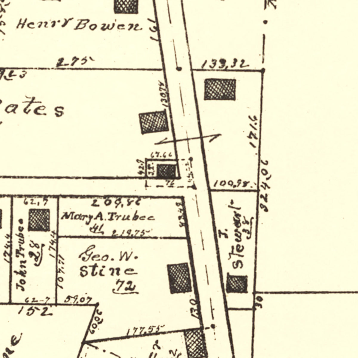 Restored historic details from the 1896 city map of Zimmermanville, Ohio