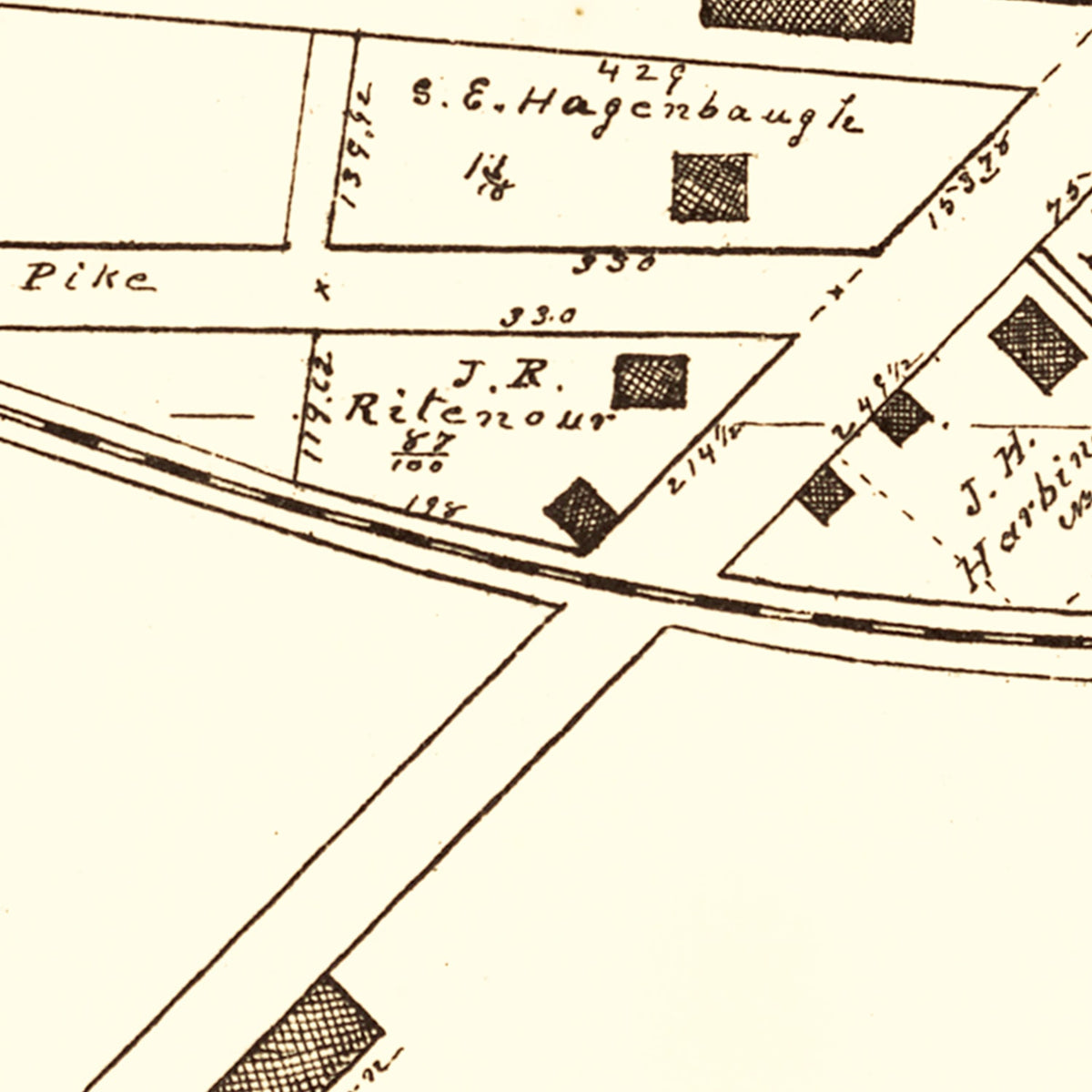 Restored historic details from the 1896 city map of Alpha, Ohio