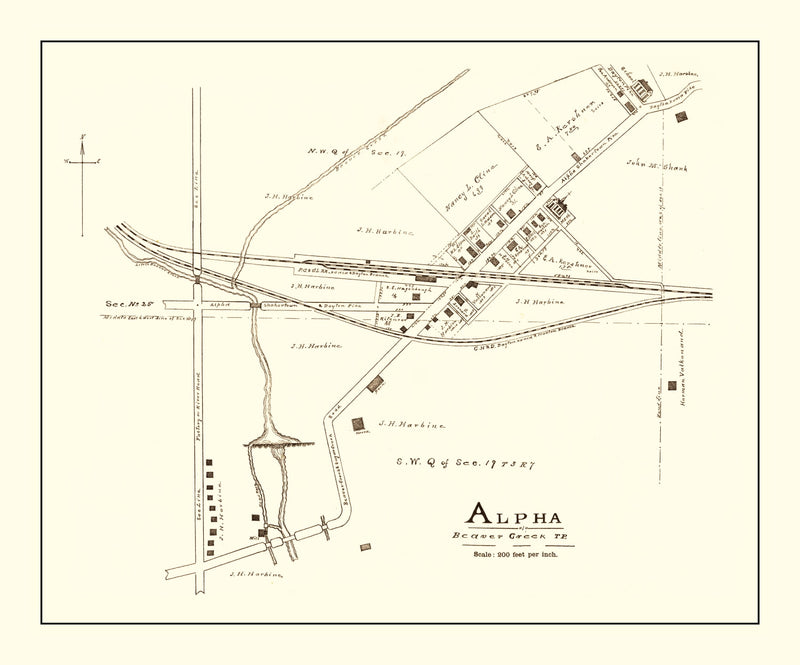 Size comparison using Vintage Map of Alpha, Ohio 1896
