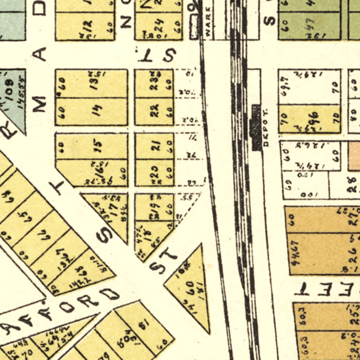 Restored historic details from the 1896 city map of Osborn, Ohio