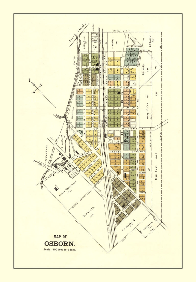Size comparison using Vintage Map of Osborn, Ohio 1896