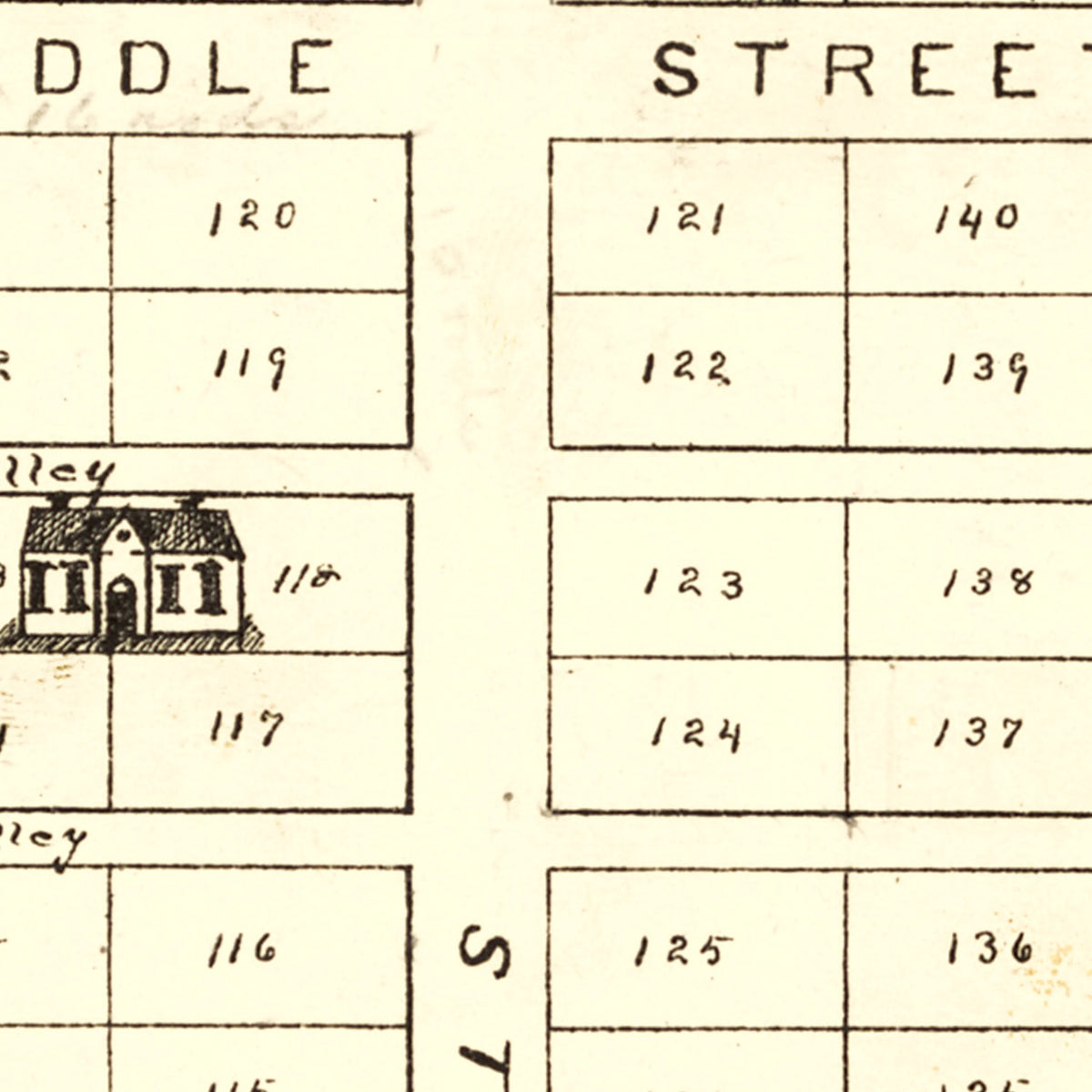 Restored historic details from the 1896 city map of Fairfield, Ohio