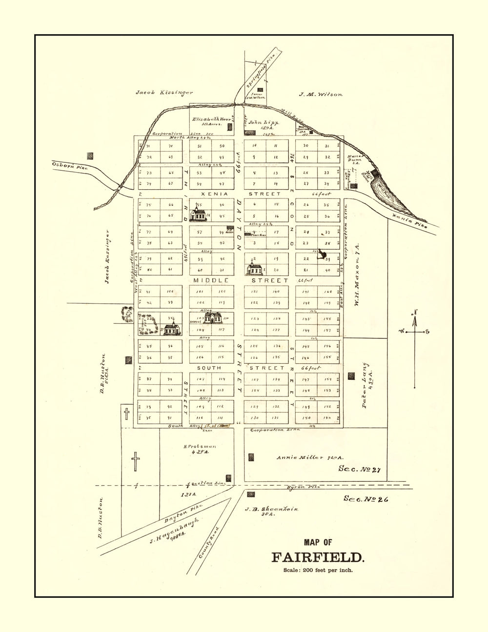 Vintage Map of Fairfield, Ohio 1896 print style example