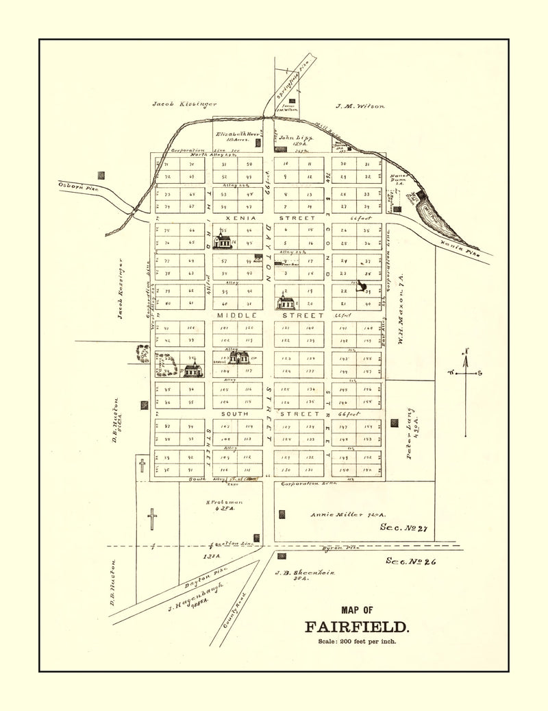 Size comparison using Vintage Map of Fairfield, Ohio 1896