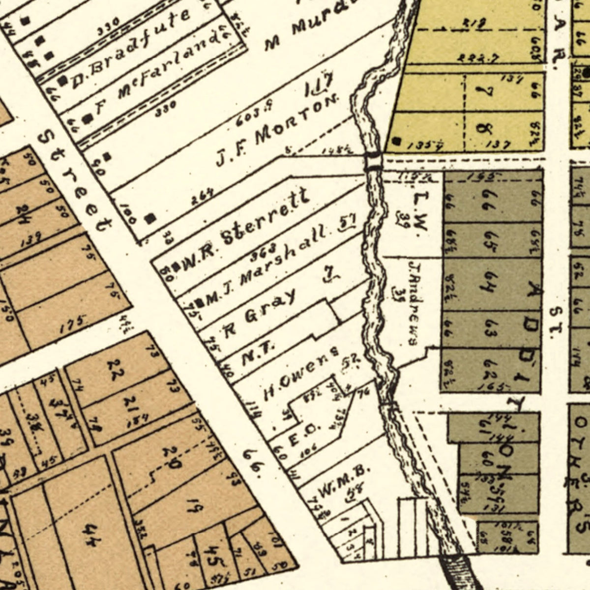 Restored historic details from the 1896 city map of Cedarville, Ohio