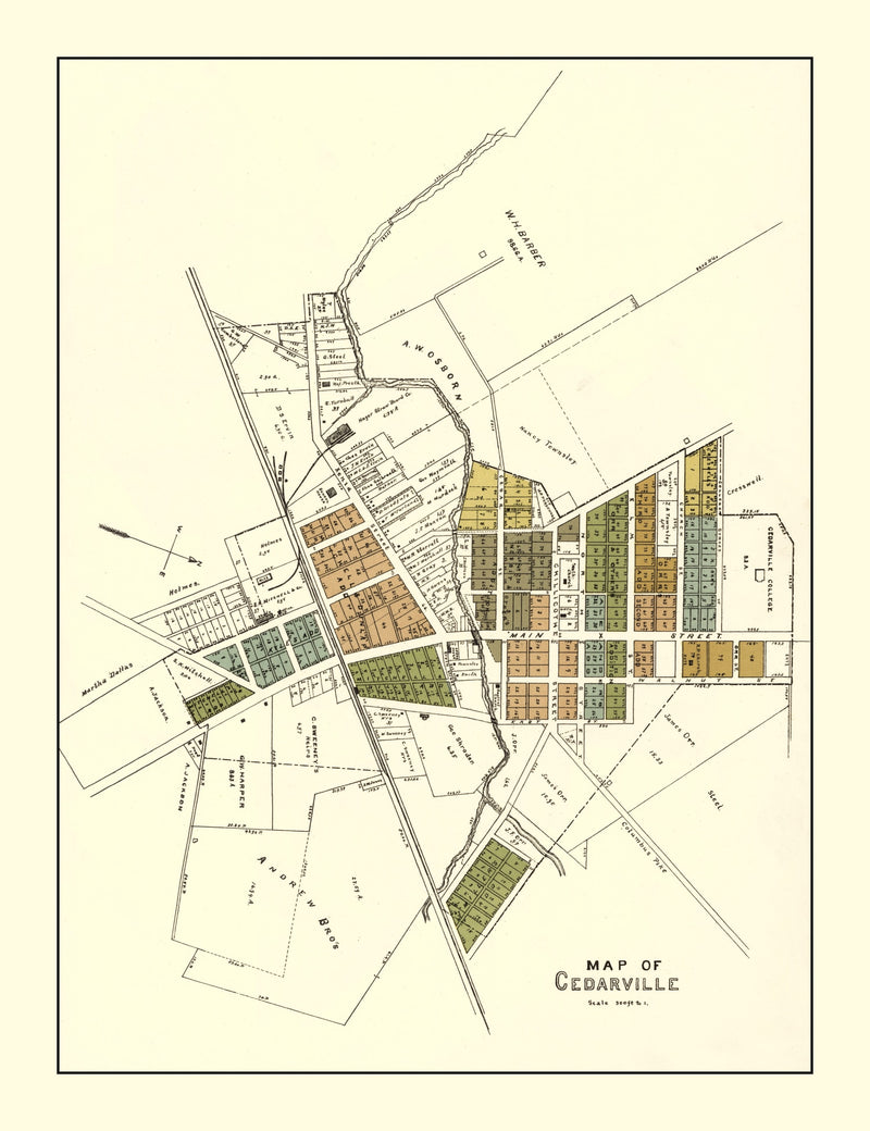 Size comparison using Vintage Map of Cedarville, Ohio 1896