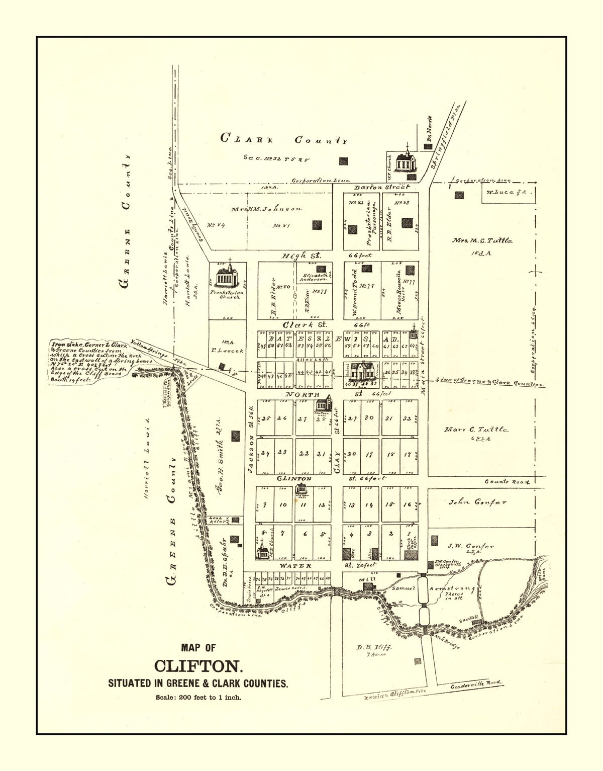 Preview of Vintage Map of Clifton, Ohio 1896