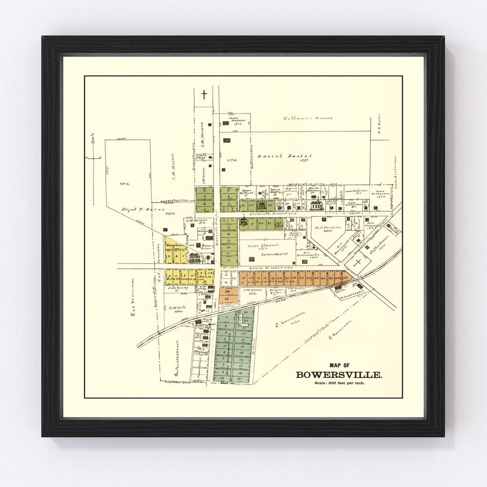 Bowersville Vintage Map 1896