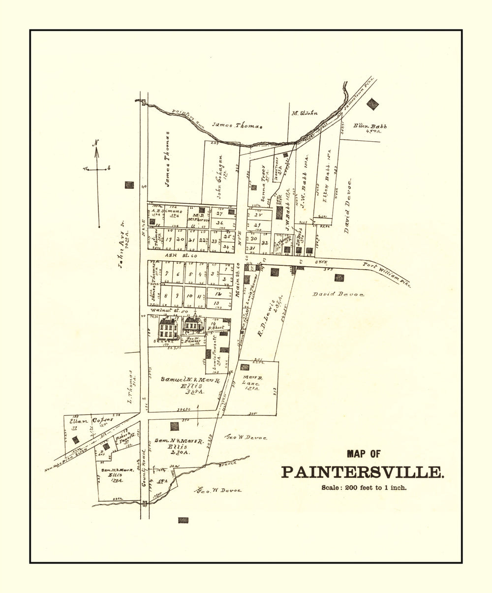 Vintage Map of Paintersville, Ohio 1896 print style example
