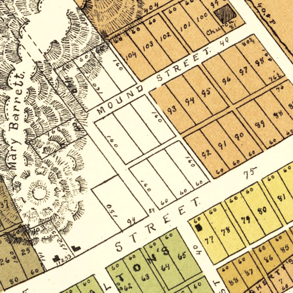 Restored historic details from the 1896 city map of Spring Valley, Ohio