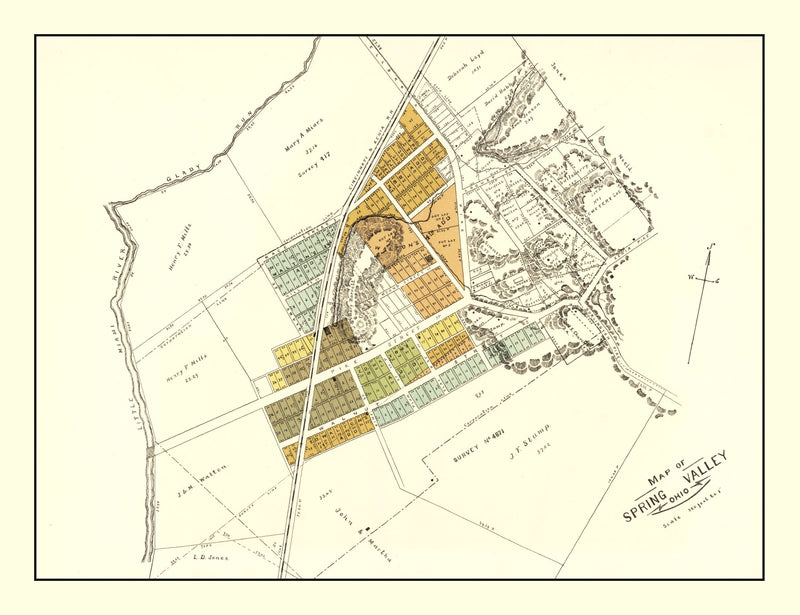 Size comparison using Vintage Map of Spring Valley, Ohio 1896
