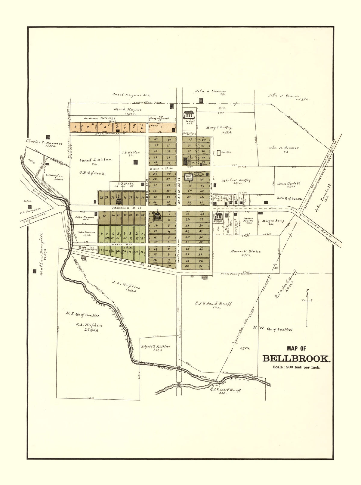 Preview of Vintage Map of Bellbrook, Ohio 1896