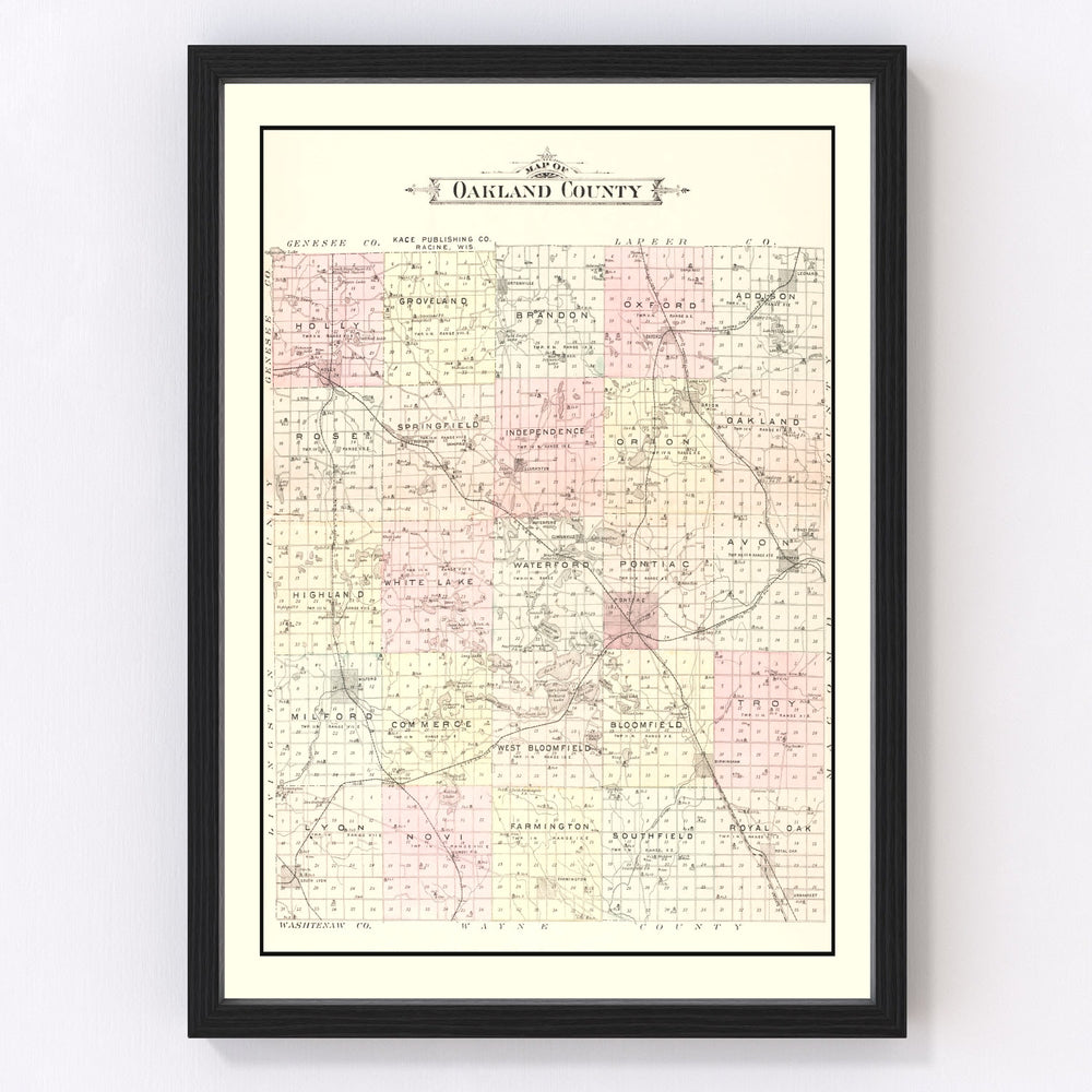 Oakland County Vintage Map 1896