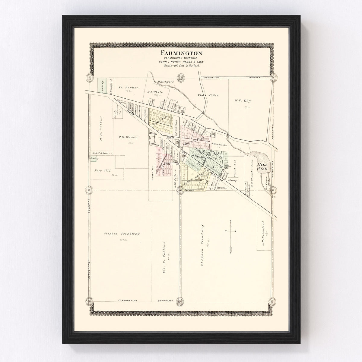 Farmington Vintage Map 1896
