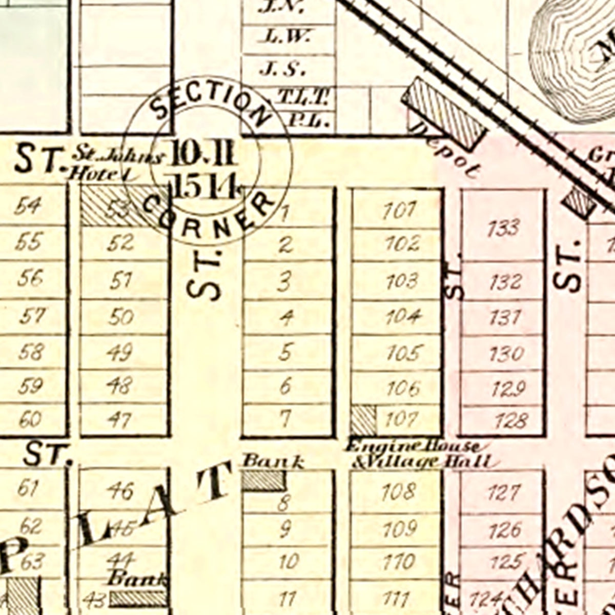Restored historic details from the 1896 city map of Rochester, Michigan
