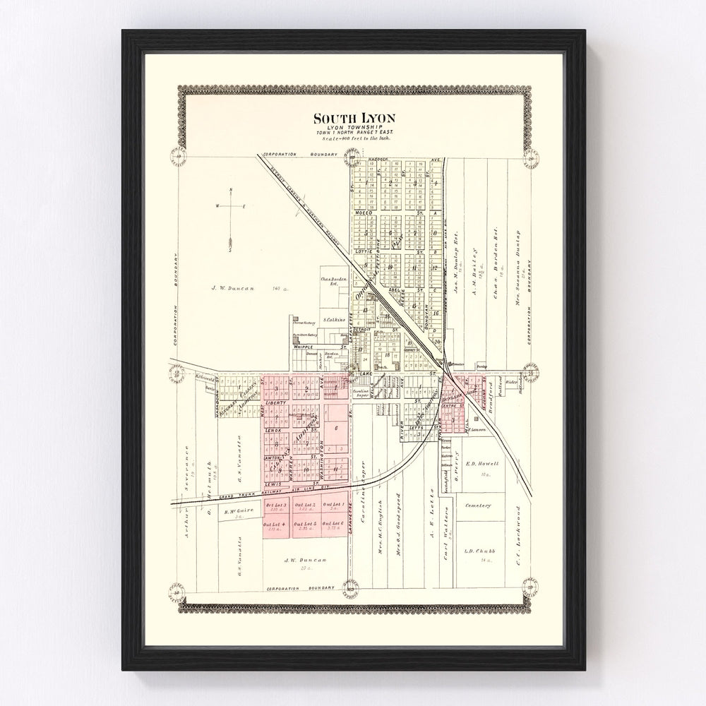 South Lyon Vintage Map 1896