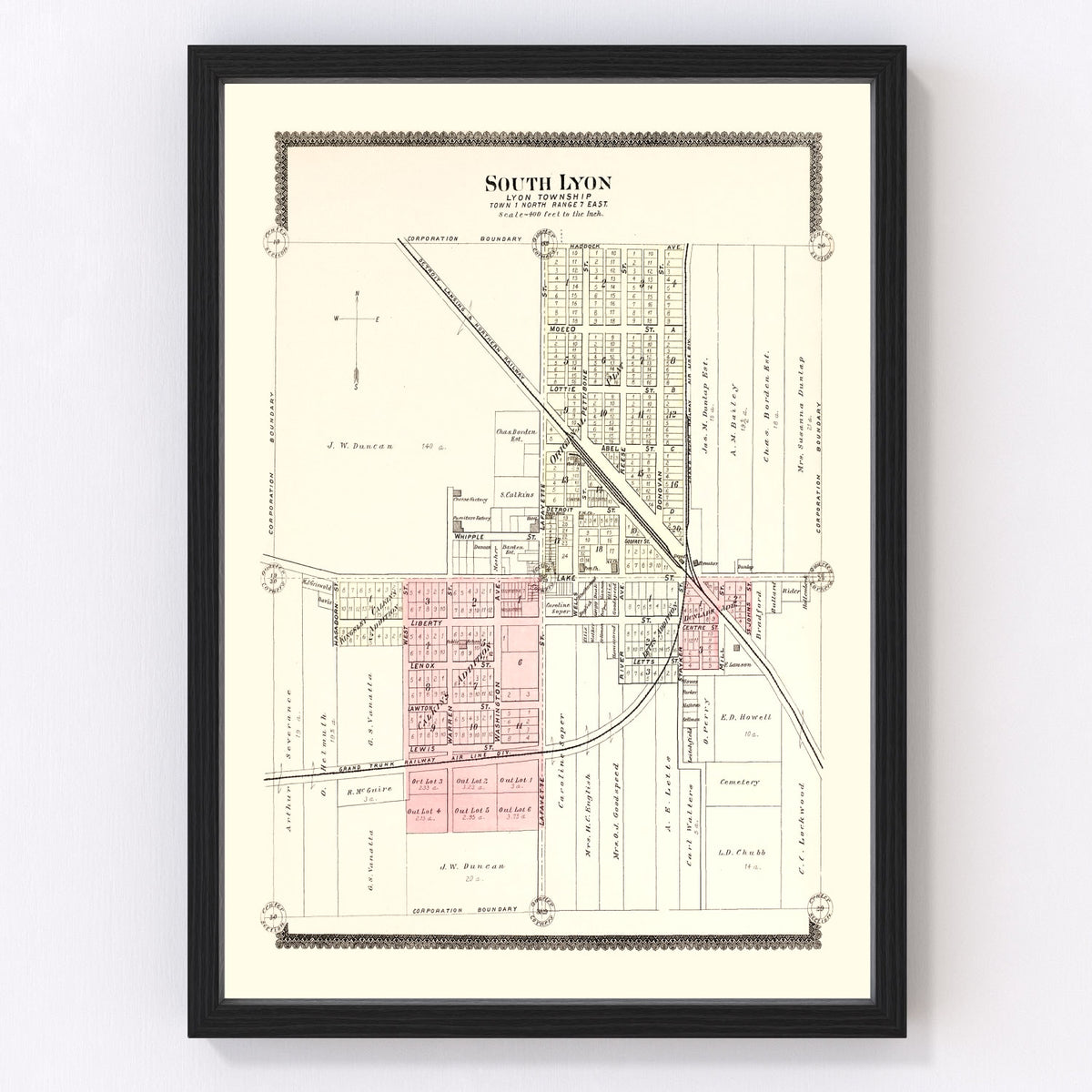 South Lyon Vintage Map 1896