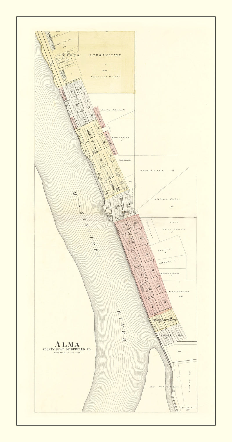 Size comparison using Vintage Map of Alma, Wisconsin 1896