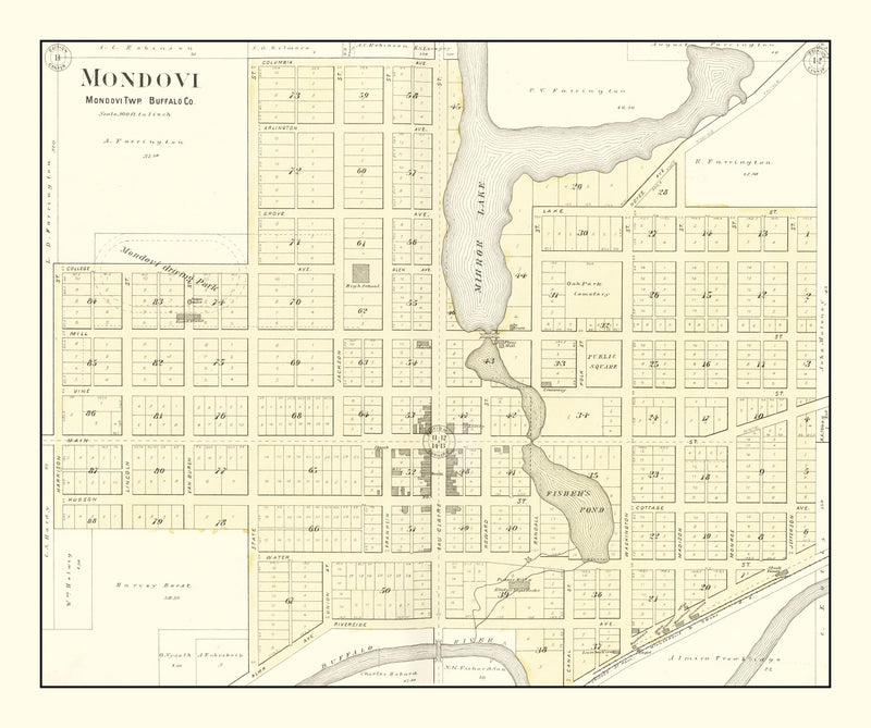Size comparison using Vintage Map of Mondovi, Wisconsin 1896