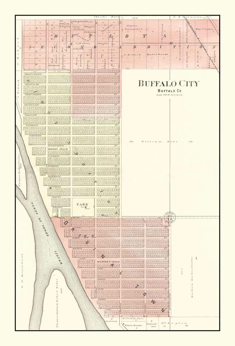 Size comparison using Vintage Map of Buffalo, Wisconsin 1896