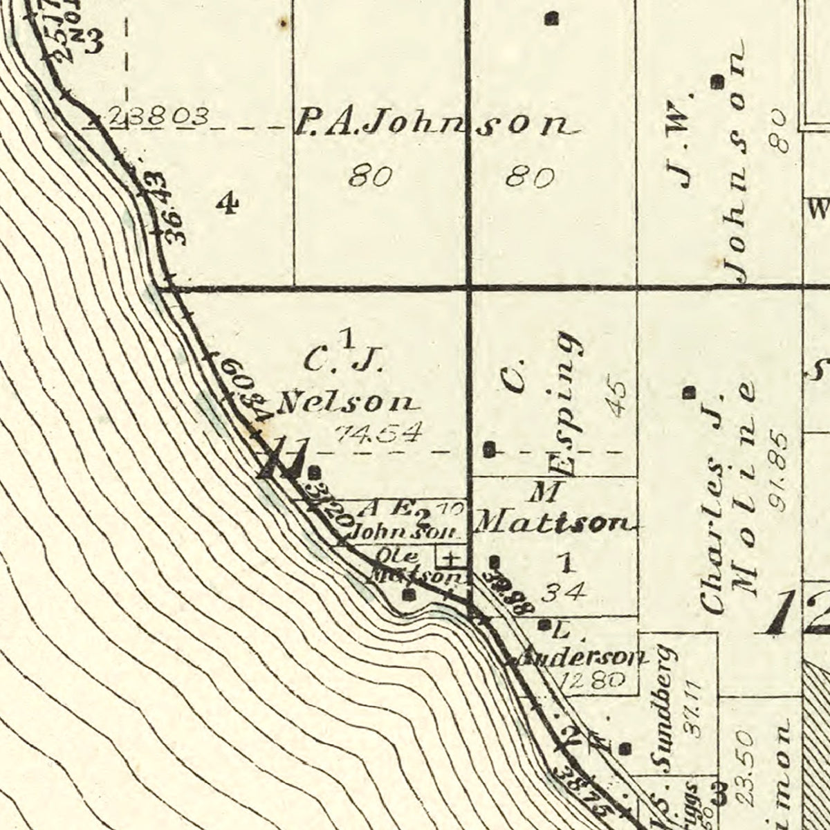 Restored historic details from the 1896 city map of Stockholm, Wisconsin