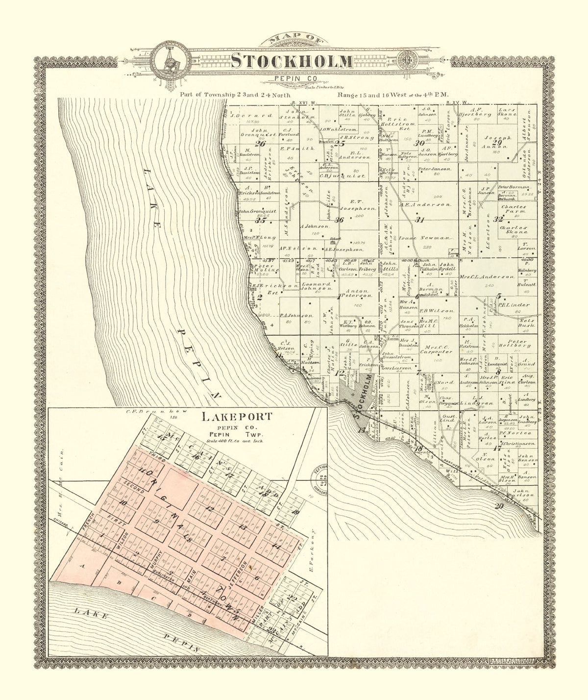 Preview of Vintage Map of Stockholm, Wisconsin 1896