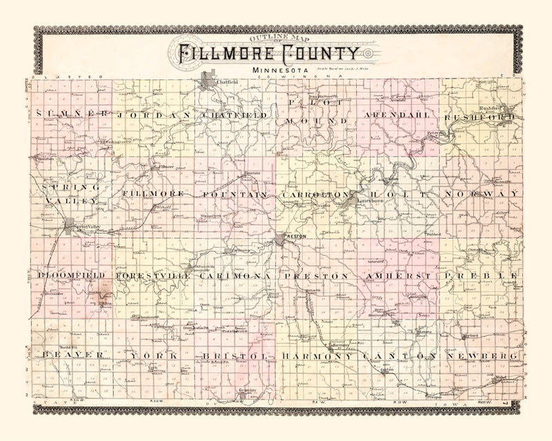 Size comparison using Vintage Map of Fillmore County, Illinois 1896