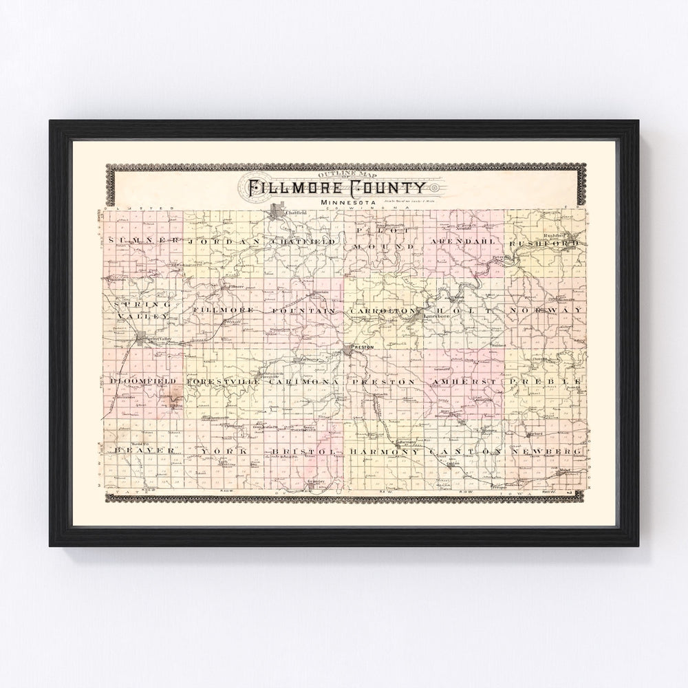 Fillmore County Vintage Map 1896